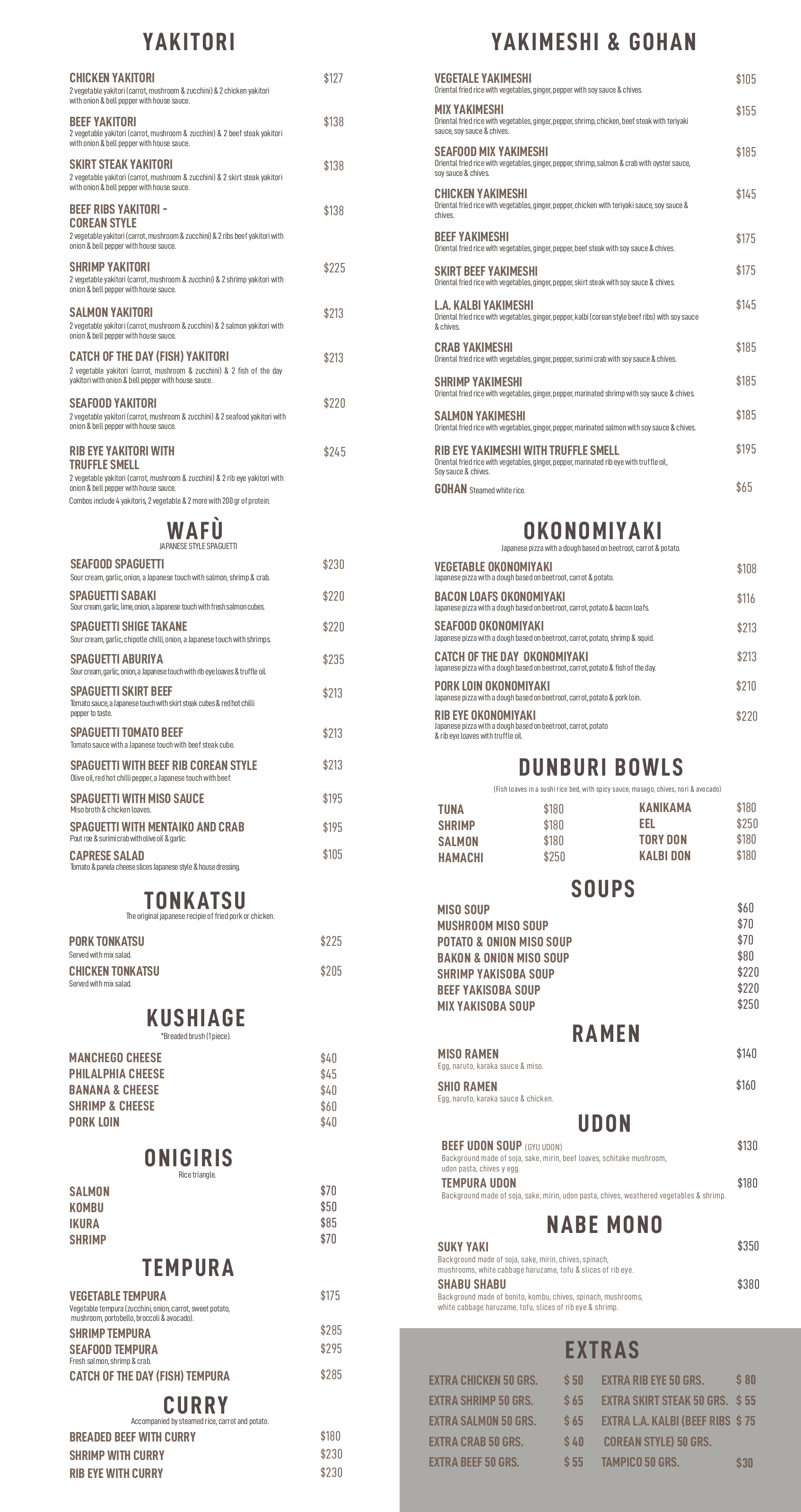 menu