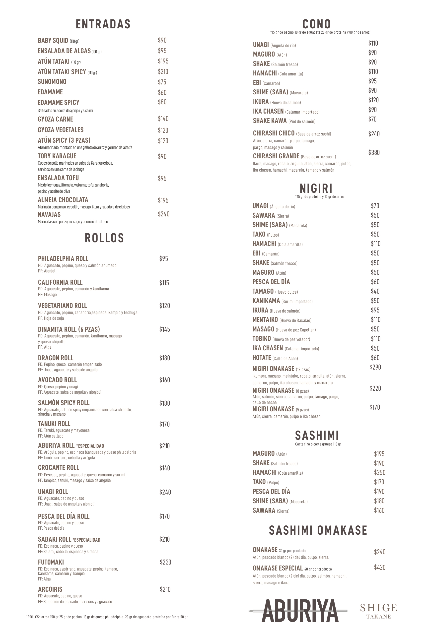 menu