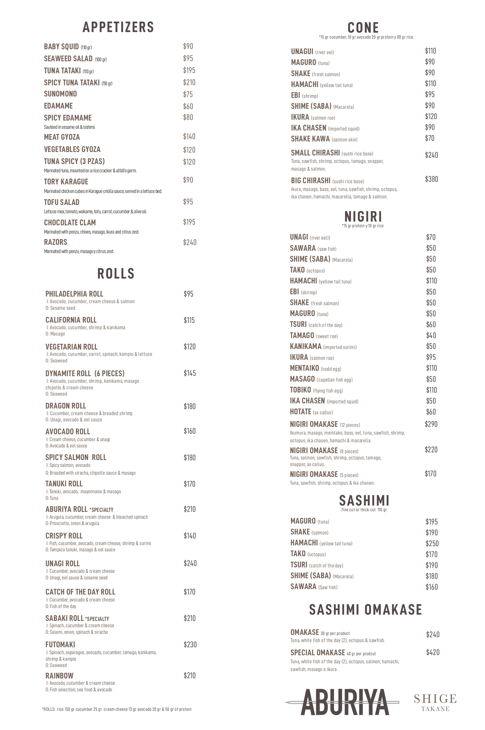 menu