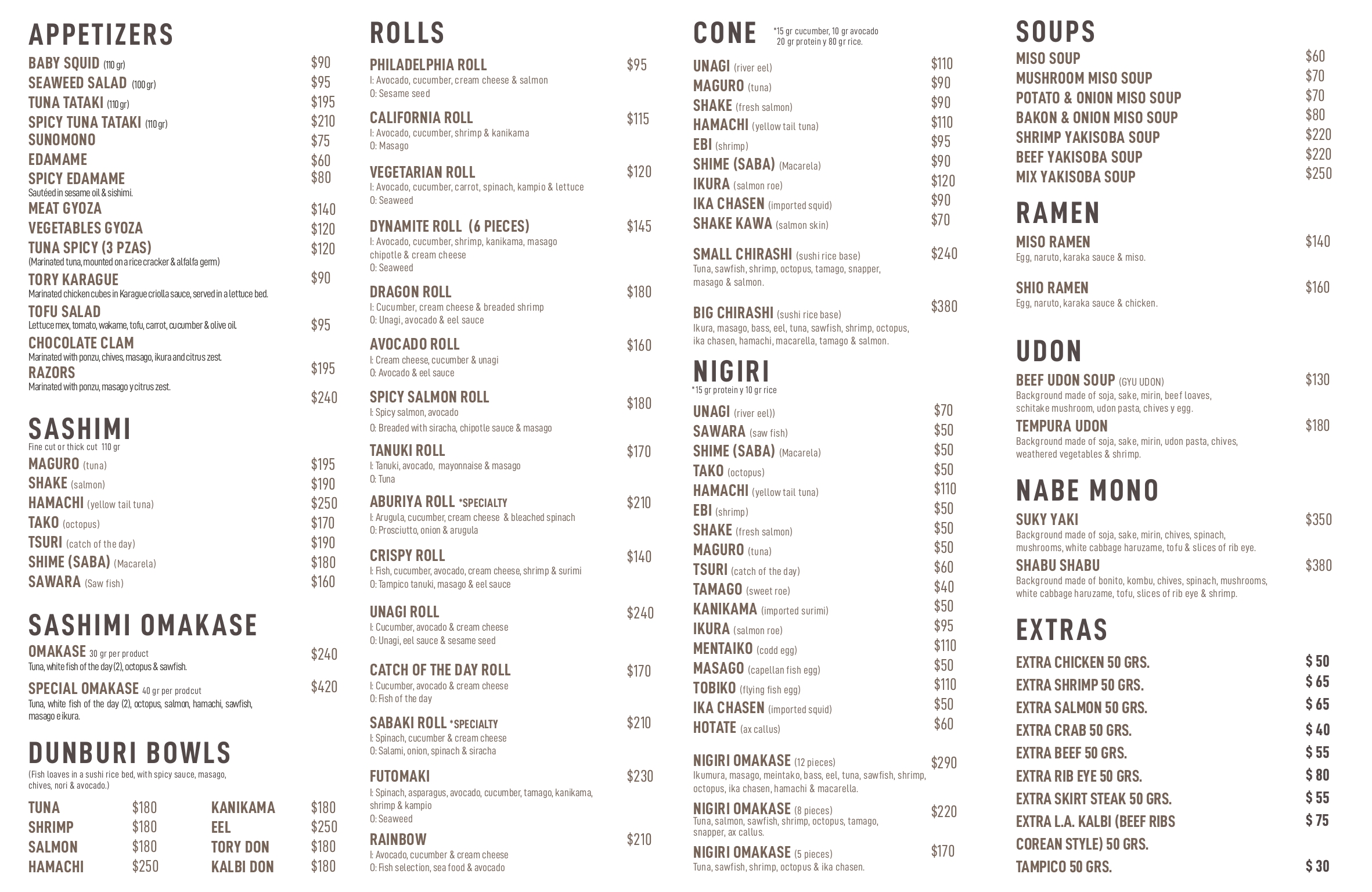 menu