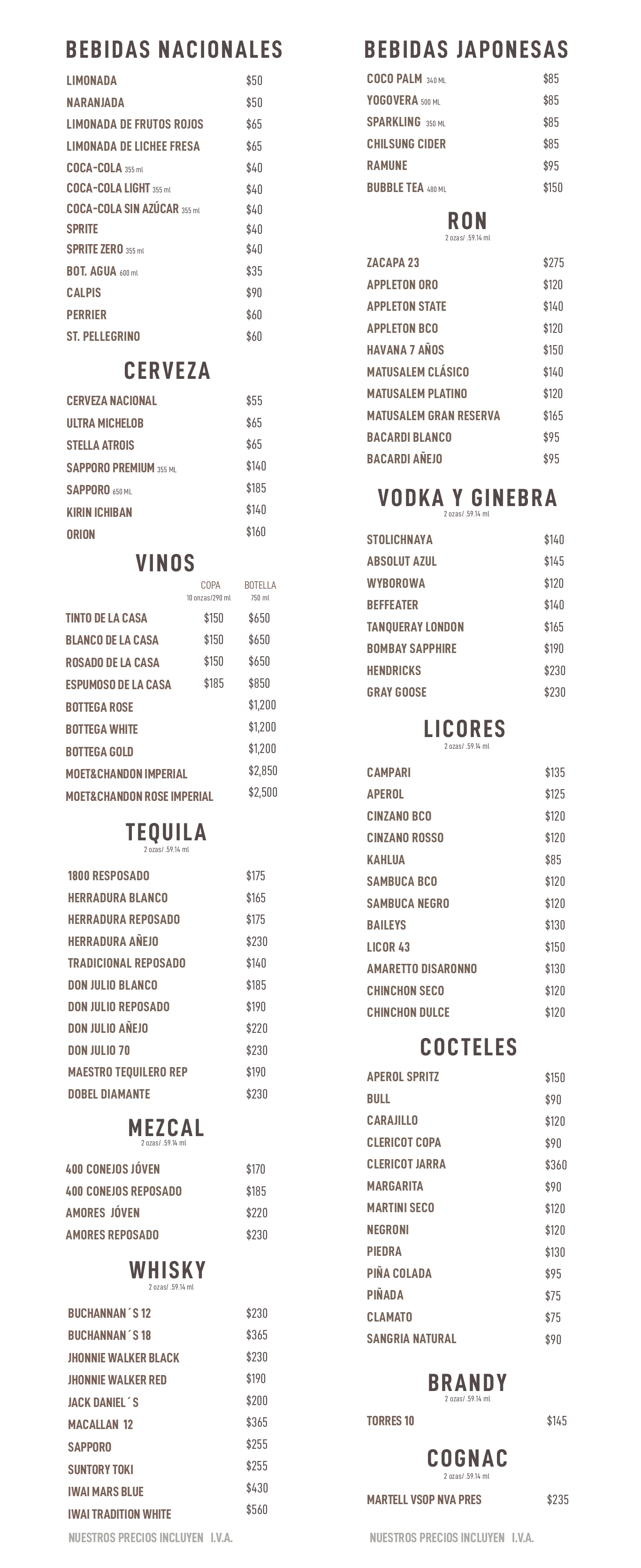 menu